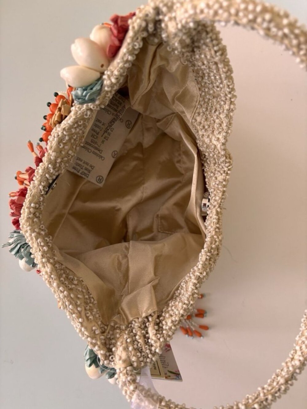 Beaded Fringed Seashells 3D Multicolor Shoulder Bag Handcrafted in India NWT - Picture 6 of 11